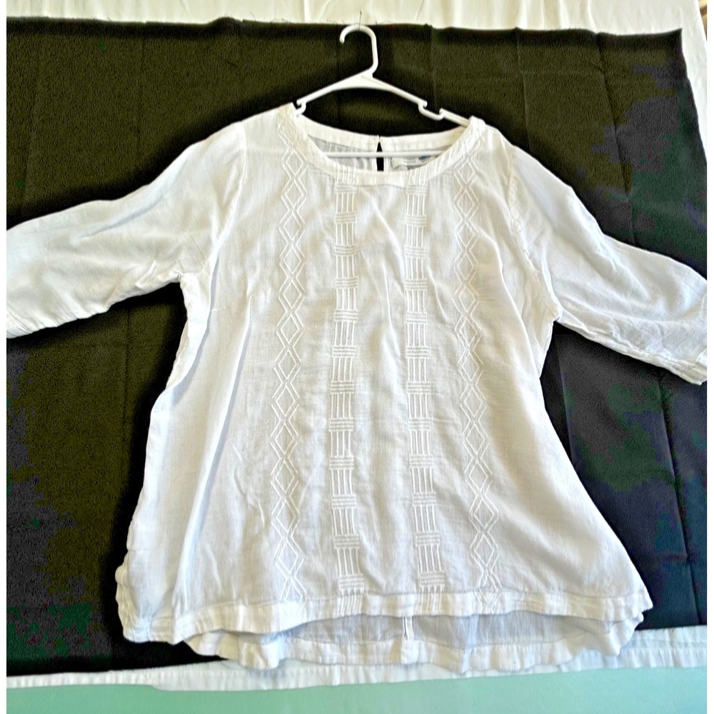 Vintage Old Navy maternity cotton embroidered boho peasant XL white light weight